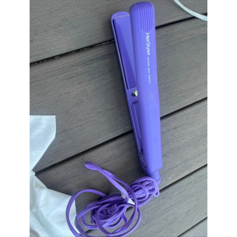 HerStyler Purple Tourmaline Flat Iron 1 Inch Hair Straightener 450F Dual Voltage